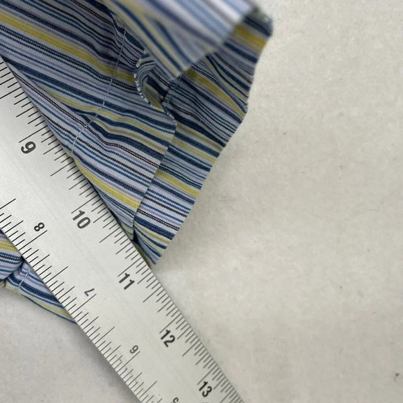 Banana Republic Button-Up Shirt Men's M Blue Yellow Classic Fit Striped Collared - Picture 4 of 12